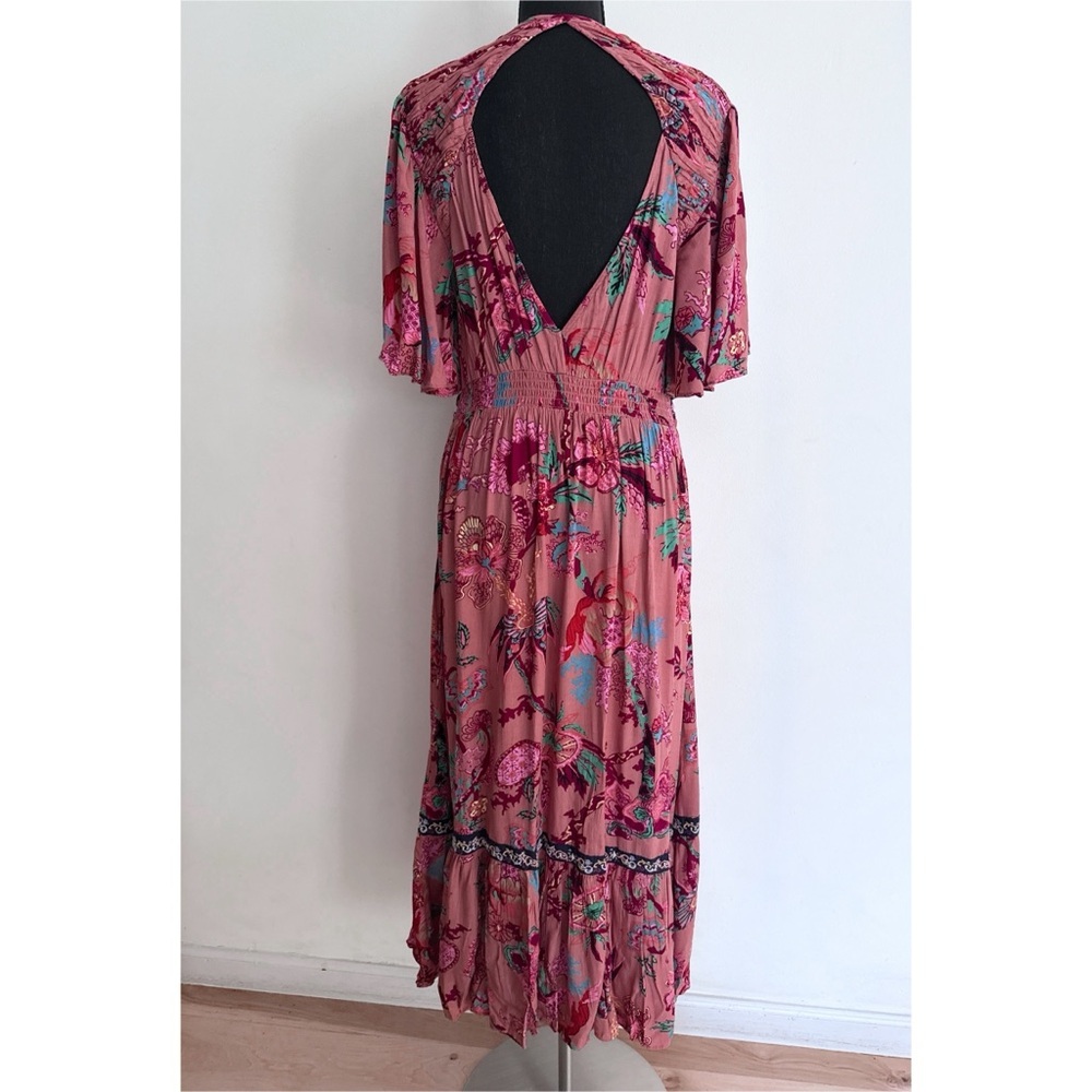 NWT by Anthropologie Floral V-Neck Ruffled Embroidered Boho Maxi Dress SP - Picture 7 of 13